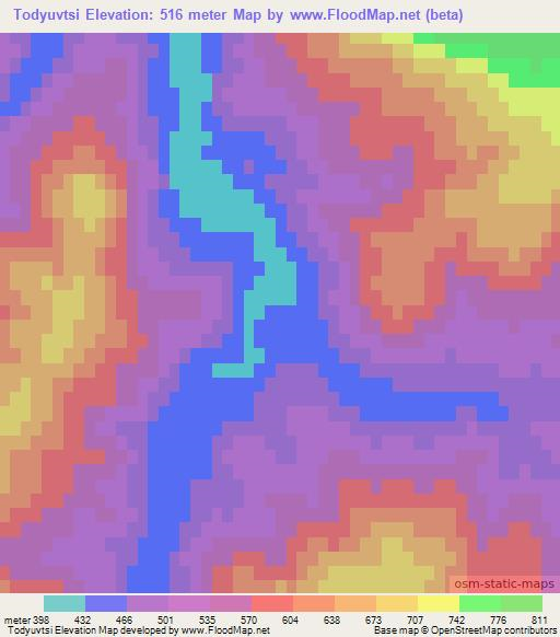 Todyuvtsi,Bulgaria Elevation Map