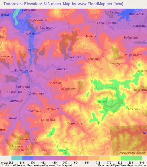 Todorovtsi,Bulgaria Elevation Map