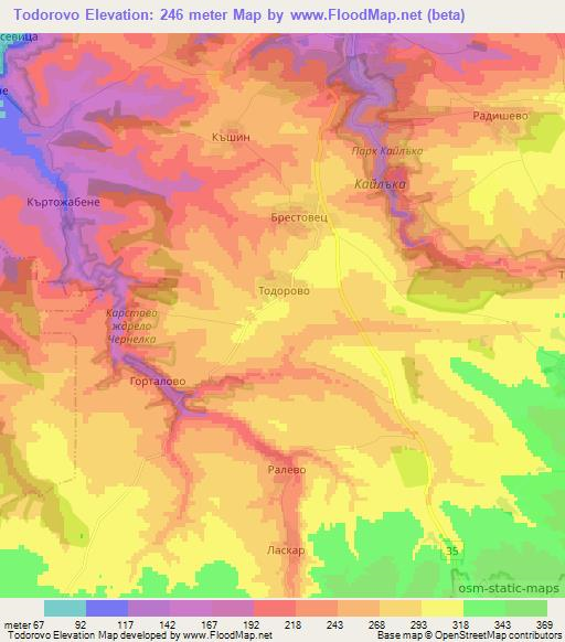 Todorovo,Bulgaria Elevation Map