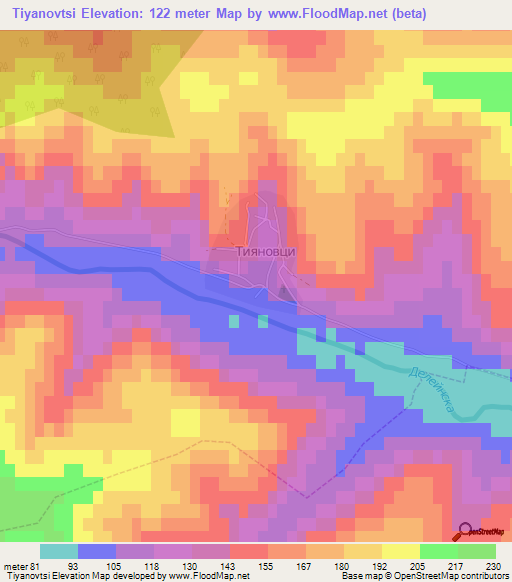 Tiyanovtsi,Bulgaria Elevation Map