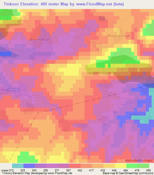 Tinkovo,Bulgaria Elevation Map