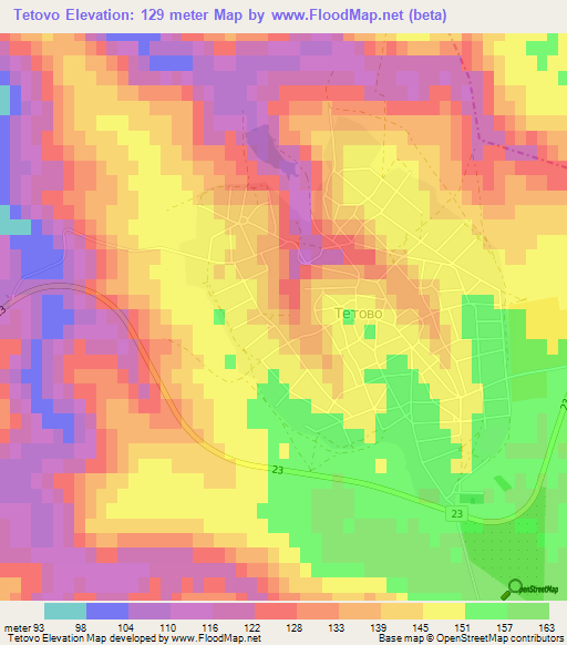 Tetovo,Bulgaria Elevation Map