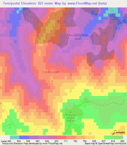 Terziyuvtsi,Bulgaria Elevation Map