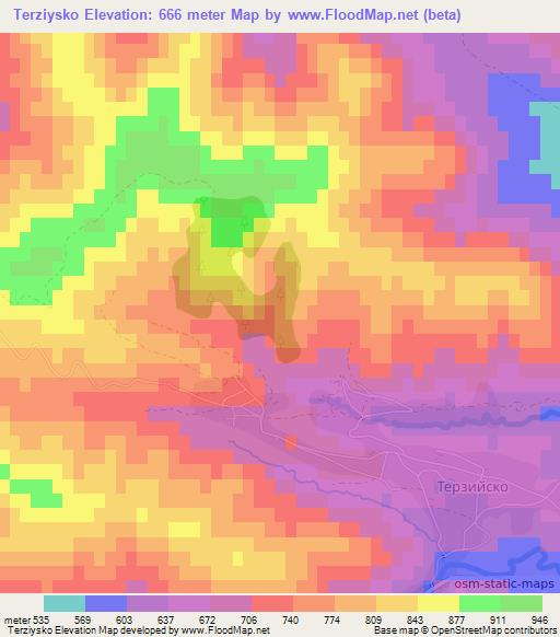 Terziysko,Bulgaria Elevation Map