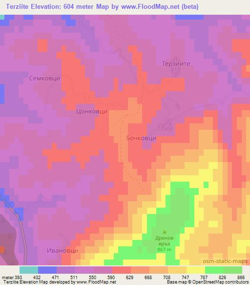 Terziite,Bulgaria Elevation Map
