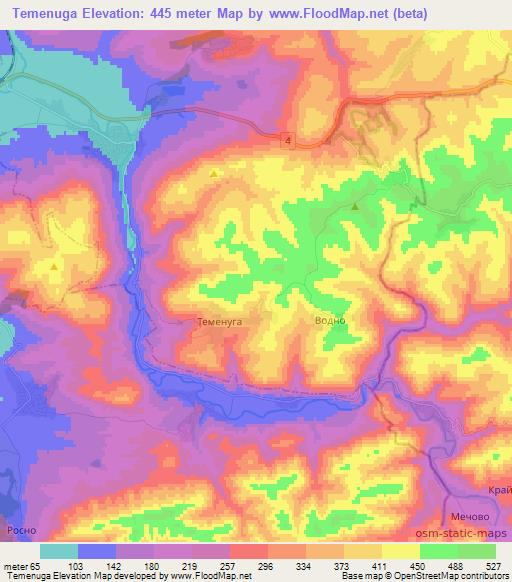 Temenuga,Bulgaria Elevation Map