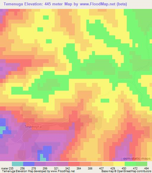 Temenuga,Bulgaria Elevation Map