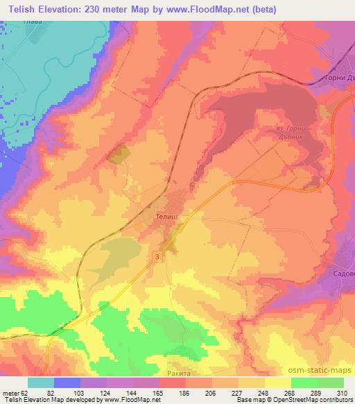 Telish,Bulgaria Elevation Map