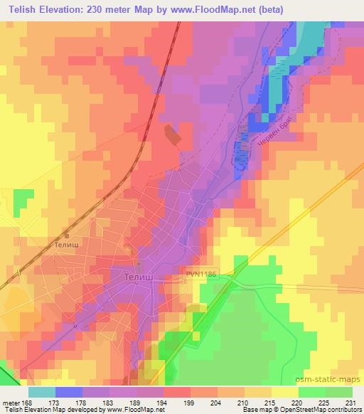 Telish,Bulgaria Elevation Map