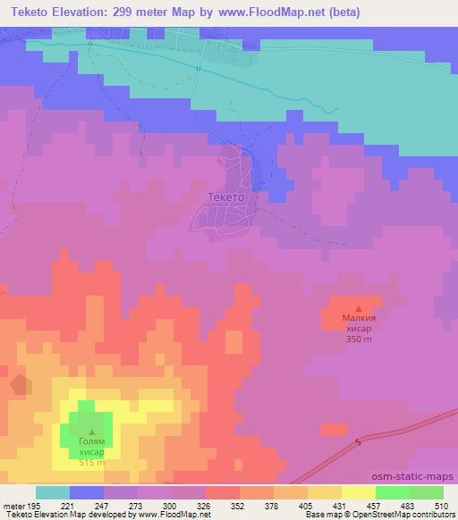 Teketo,Bulgaria Elevation Map