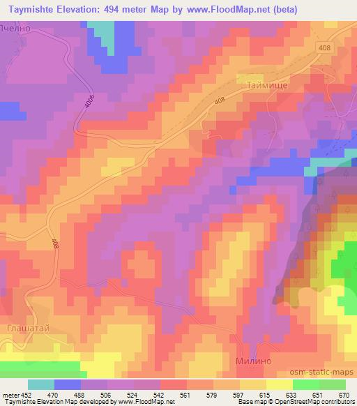 Taymishte,Bulgaria Elevation Map