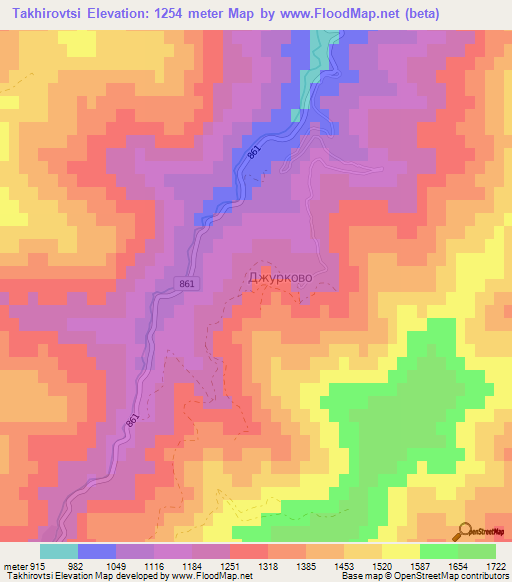 Takhirovtsi,Bulgaria Elevation Map