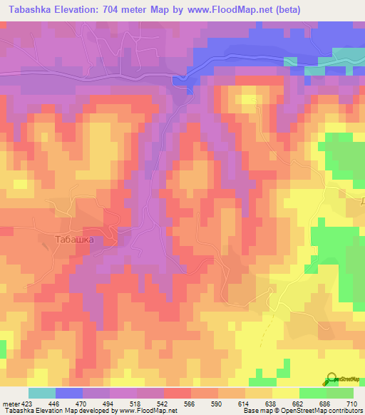 Tabashka,Bulgaria Elevation Map