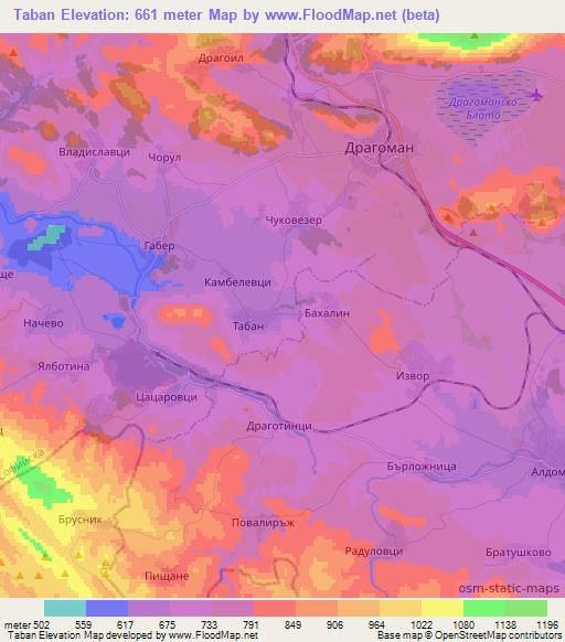 Taban,Bulgaria Elevation Map