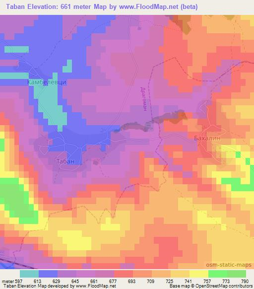 Taban,Bulgaria Elevation Map