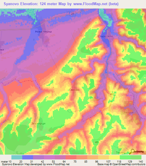 Syanovo,Bulgaria Elevation Map