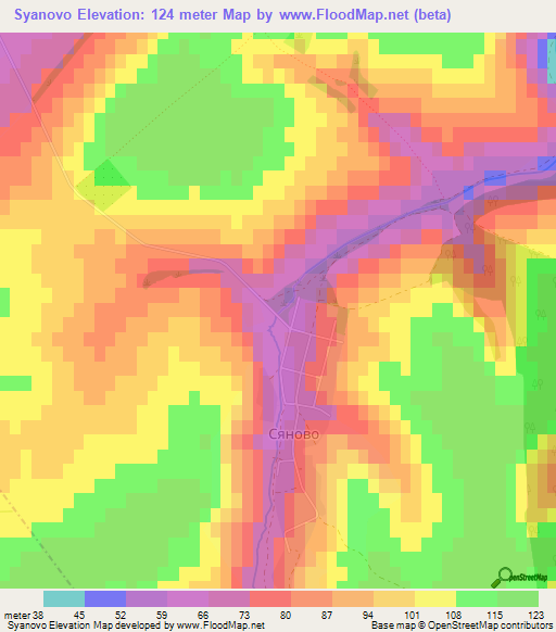Syanovo,Bulgaria Elevation Map