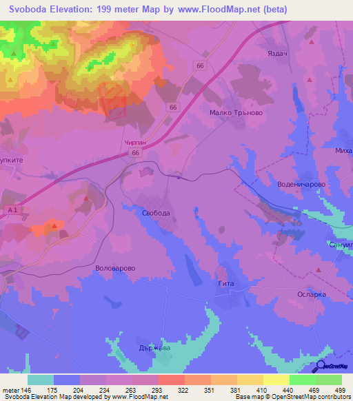 Svoboda,Bulgaria Elevation Map