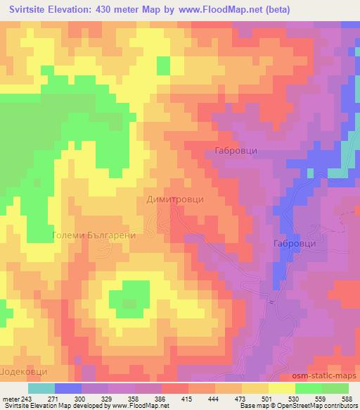 Svirtsite,Bulgaria Elevation Map