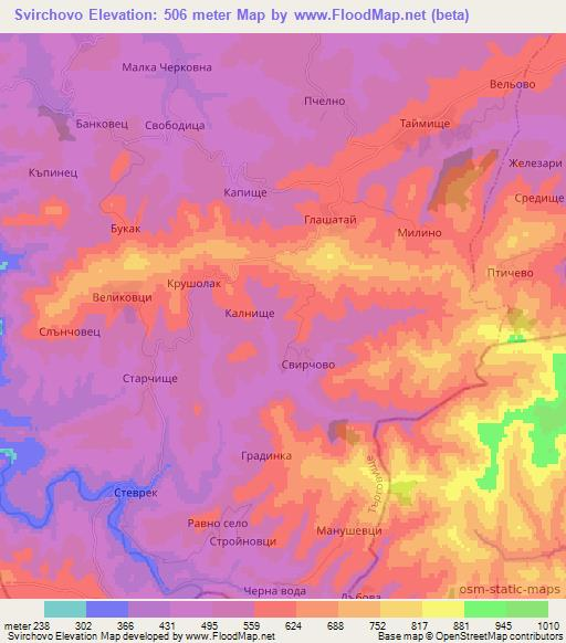 Svirchovo,Bulgaria Elevation Map