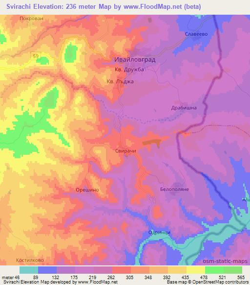 Svirachi,Bulgaria Elevation Map