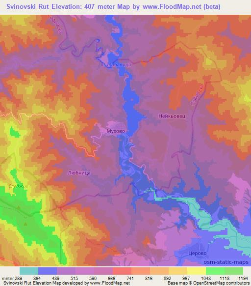 Svinovski Rut,Bulgaria Elevation Map