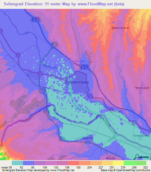 Svilengrad,Bulgaria Elevation Map