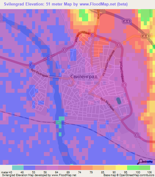 Svilengrad,Bulgaria Elevation Map