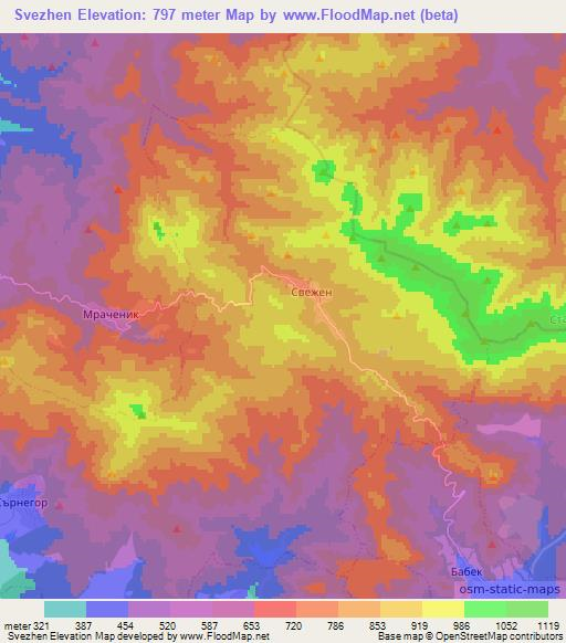 Svezhen,Bulgaria Elevation Map