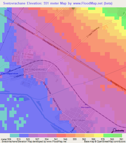 Svetovrachane,Bulgaria Elevation Map
