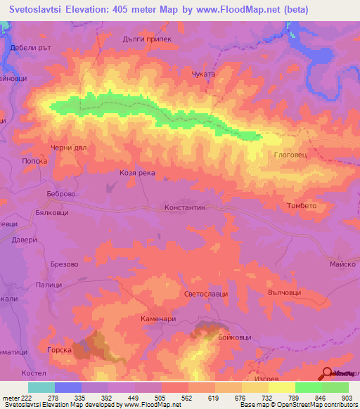 Svetoslavtsi,Bulgaria Elevation Map