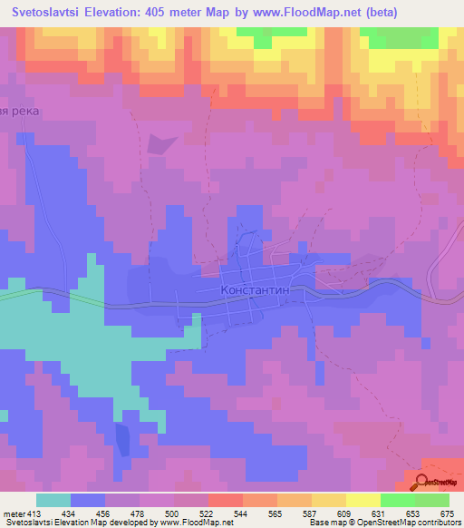 Svetoslavtsi,Bulgaria Elevation Map