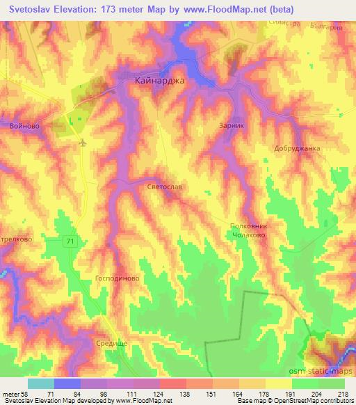 Svetoslav,Bulgaria Elevation Map