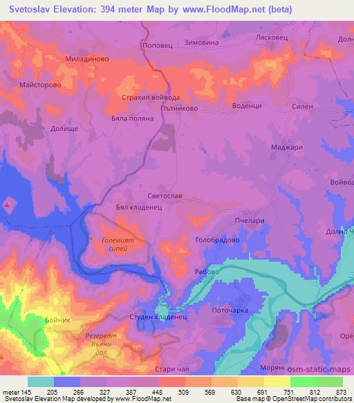 Svetoslav,Bulgaria Elevation Map