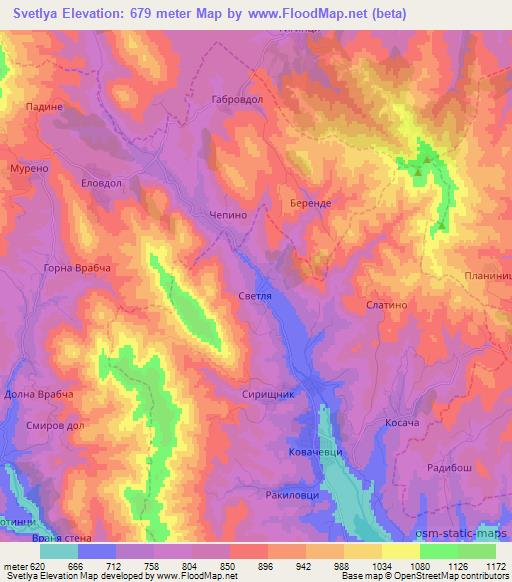 Svetlya,Bulgaria Elevation Map