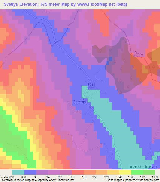 Svetlya,Bulgaria Elevation Map
