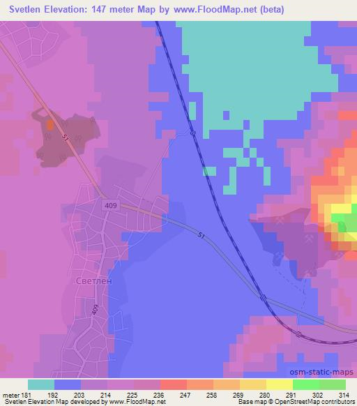 Svetlen,Bulgaria Elevation Map
