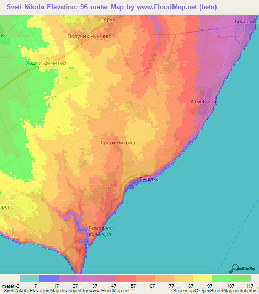 Sveti Nikola,Bulgaria Elevation Map