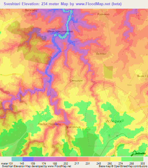 Sveshtari,Bulgaria Elevation Map