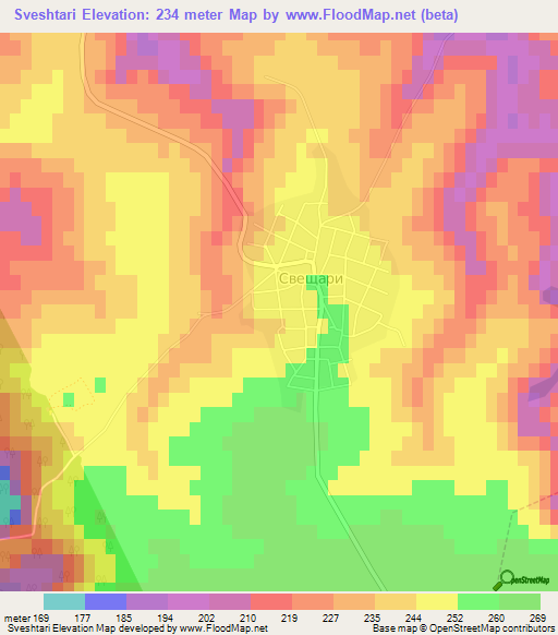 Sveshtari,Bulgaria Elevation Map
