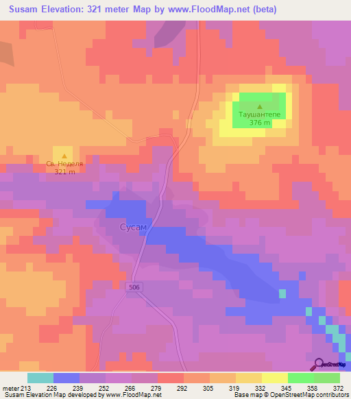 Susam,Bulgaria Elevation Map