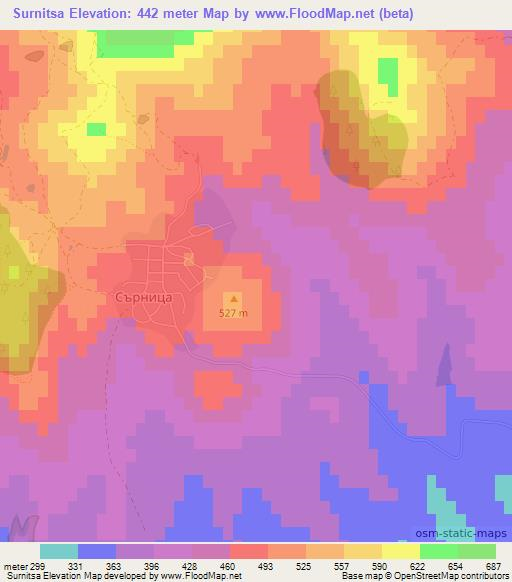 Surnitsa,Bulgaria Elevation Map