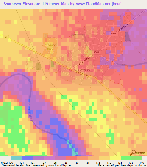 Ssarnewo,Bulgaria Elevation Map