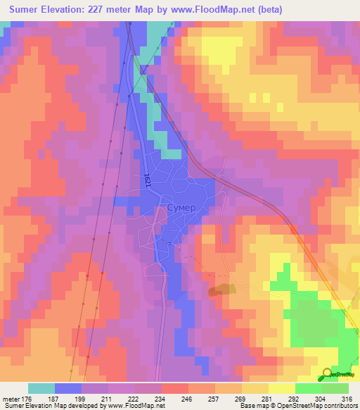 Sumer,Bulgaria Elevation Map