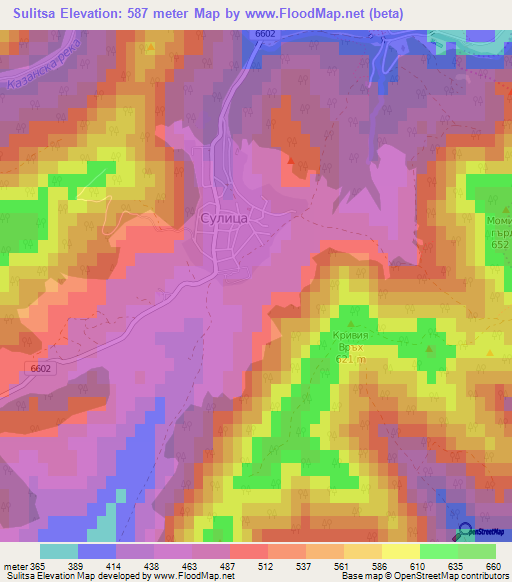 Sulitsa,Bulgaria Elevation Map