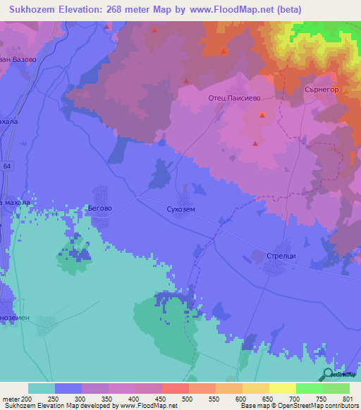 Sukhozem,Bulgaria Elevation Map