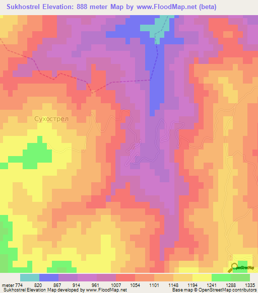 Sukhostrel,Bulgaria Elevation Map