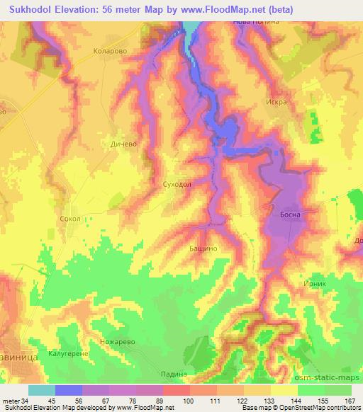 Sukhodol,Bulgaria Elevation Map