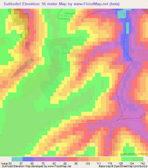 Sukhodol,Bulgaria Elevation Map