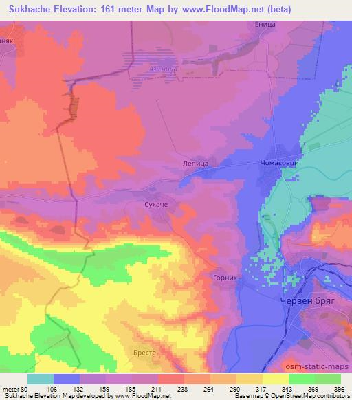 Sukhache,Bulgaria Elevation Map
